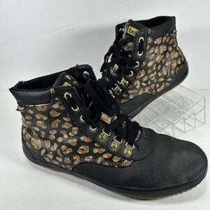 Keds Scout Boot Leopard Print High Top Sneakers Women’s 10W Wide Black Gold